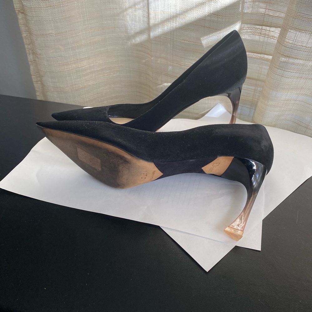 Christian Dior black suede leather pumps heels size 7-37D mules sandals slip ons - Picture 8 of 9